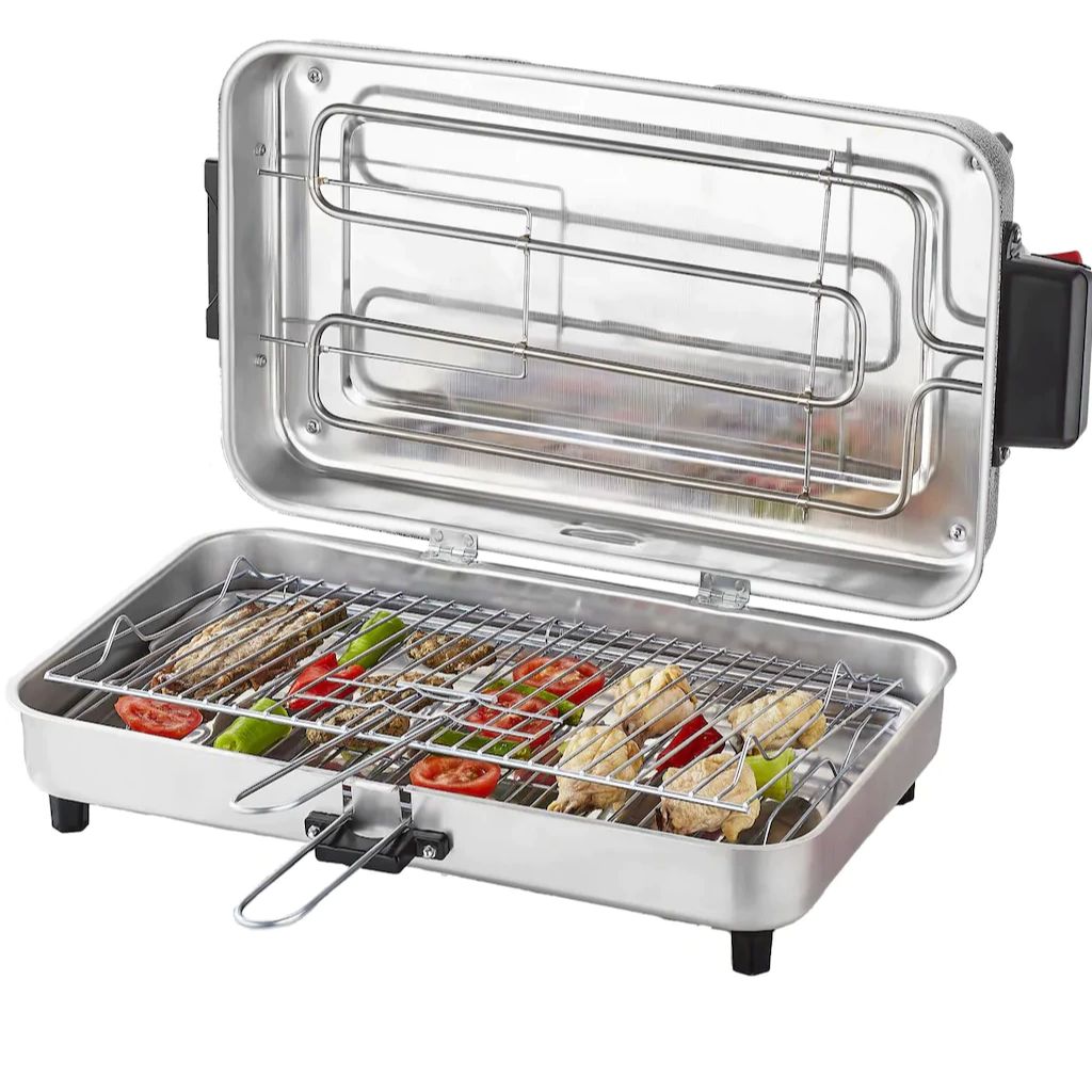 Infrared Electric Grill No Smell No Smoke 4 Size Aluminium Light Barbeque, Meat chicken easy clean fast kitchen chefs